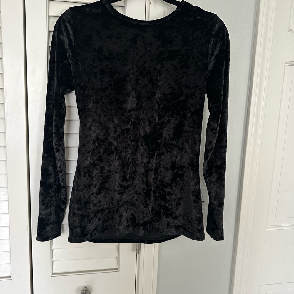 Michael Kors Black Crushed Velvet Long-Sleeve Top